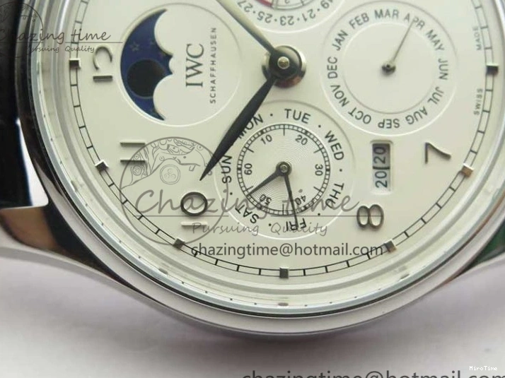 MIROTIME 0314 Portugieser Perpetual Calendar IW503301 V9F 1:1 Best Edition Silver Dial on Black Leather Strap A EyeCatching 7116